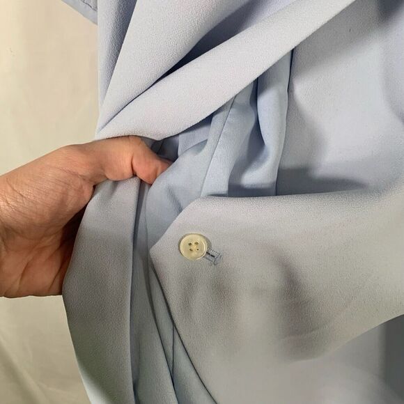 J Crew Dress Women's 8T Tall Light Blue True Wrap Long Sleeve Tie Waist - Picture 6 of 10